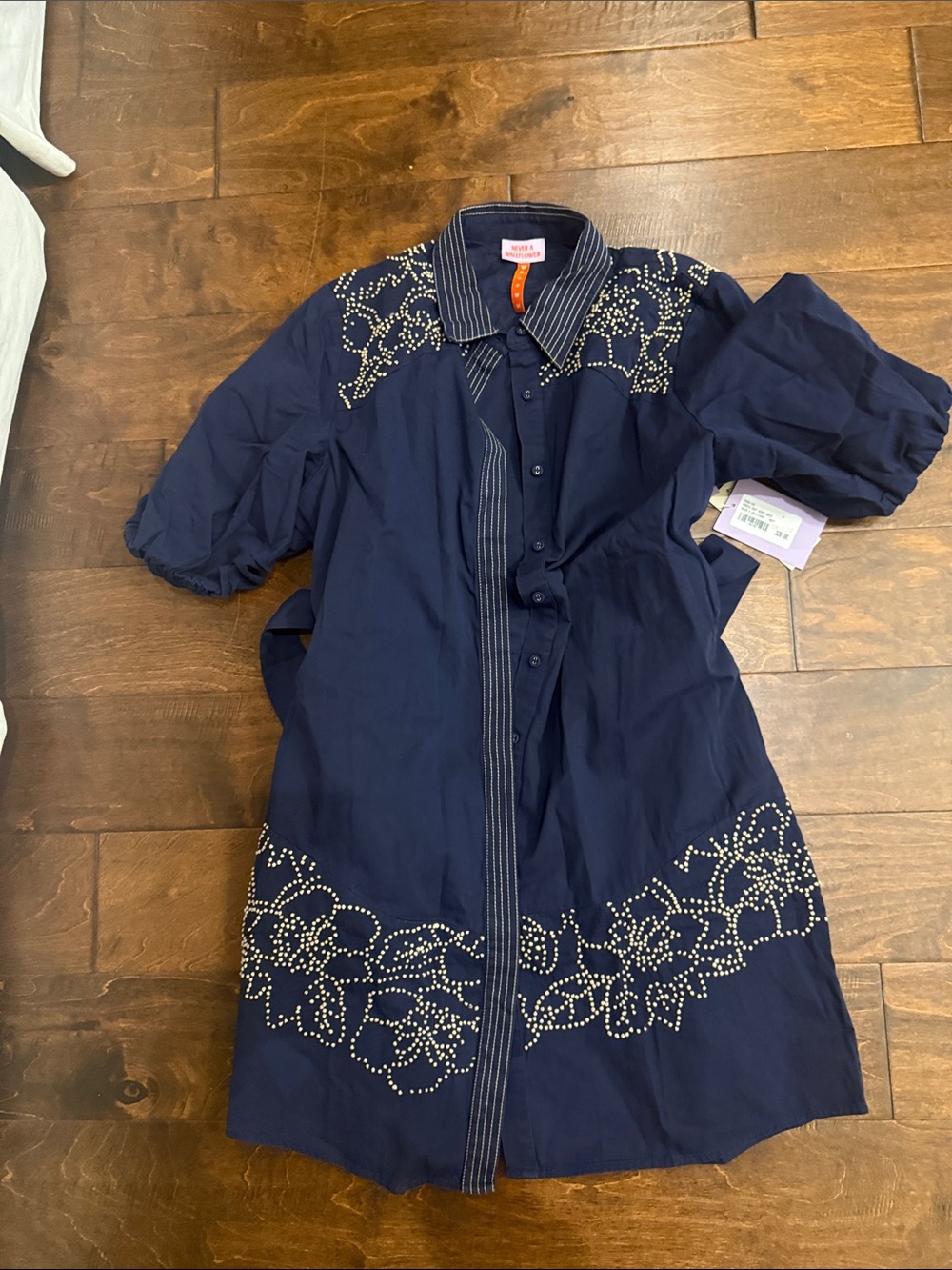 Women's Navy Embellished Mini Dress